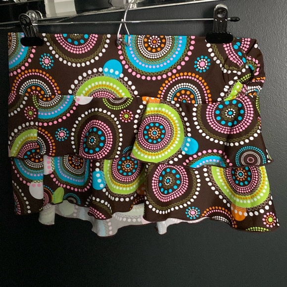 Retro patten skirt for bathing cover/open circle on one side. Layered design. - Picture 1 of 5